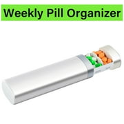 Greencycle Pretty Weekly Pill Organizer, 7 Day Sliding Design Pill Cases Cute Pill Box Moisture-Proof Medicine Organizer to Hold Vitamins Fish Oil Compartments Supplements (White)